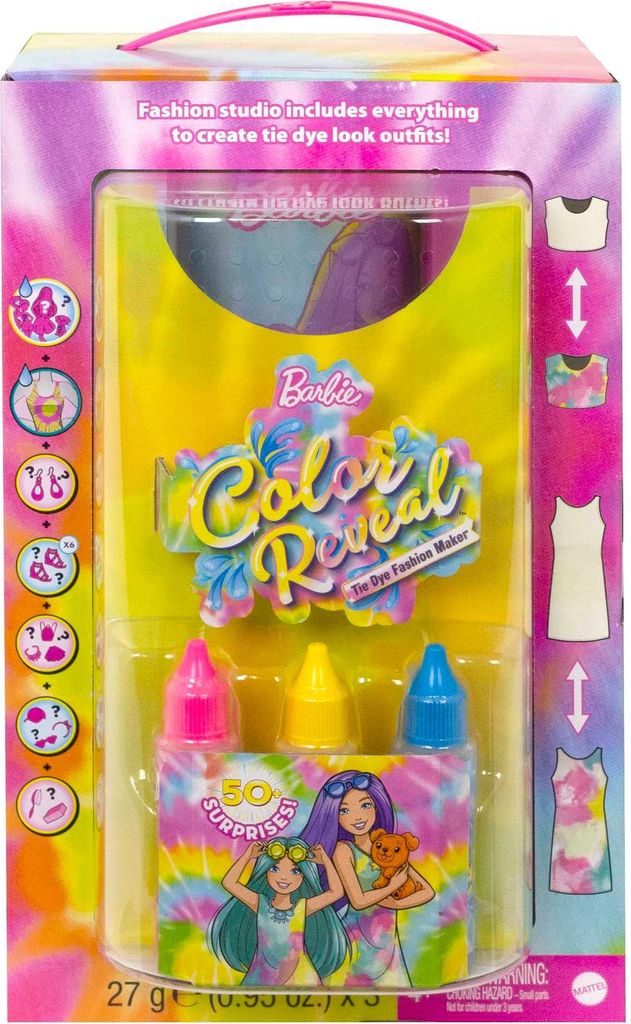 Barbie Color Reveal Neon Tie-Dye Großes Set mit 2 Fashion Creator Puppen