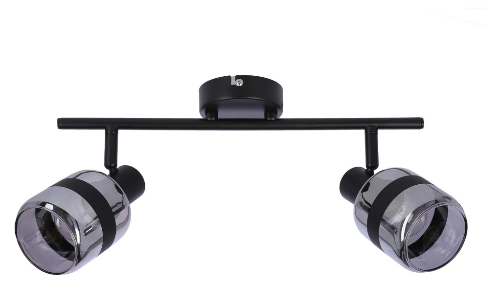 Rampe de spots orientables YUKI verre fumé noir 2 lumières design E14
