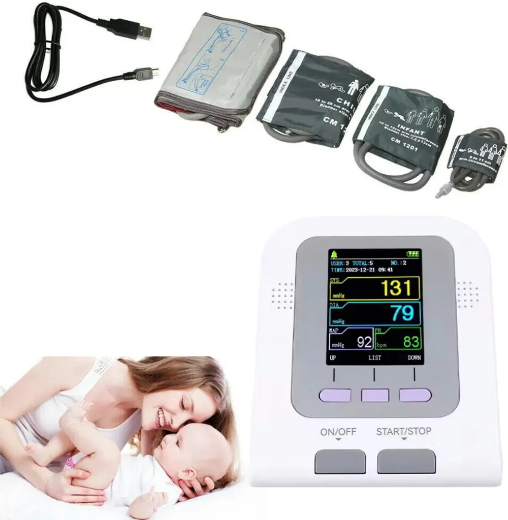 Tensiomètre numérique Automate NIBP avec 4 brassards et écran LCD couleur