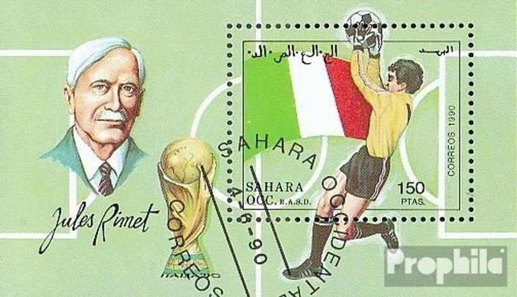 Briefmarken Sahara 1990 Mi Ausgabe der Exilregierung ohne Gültigkeit im int. Postverkehr Nr.3 gestempelt Fußball-WM 1990