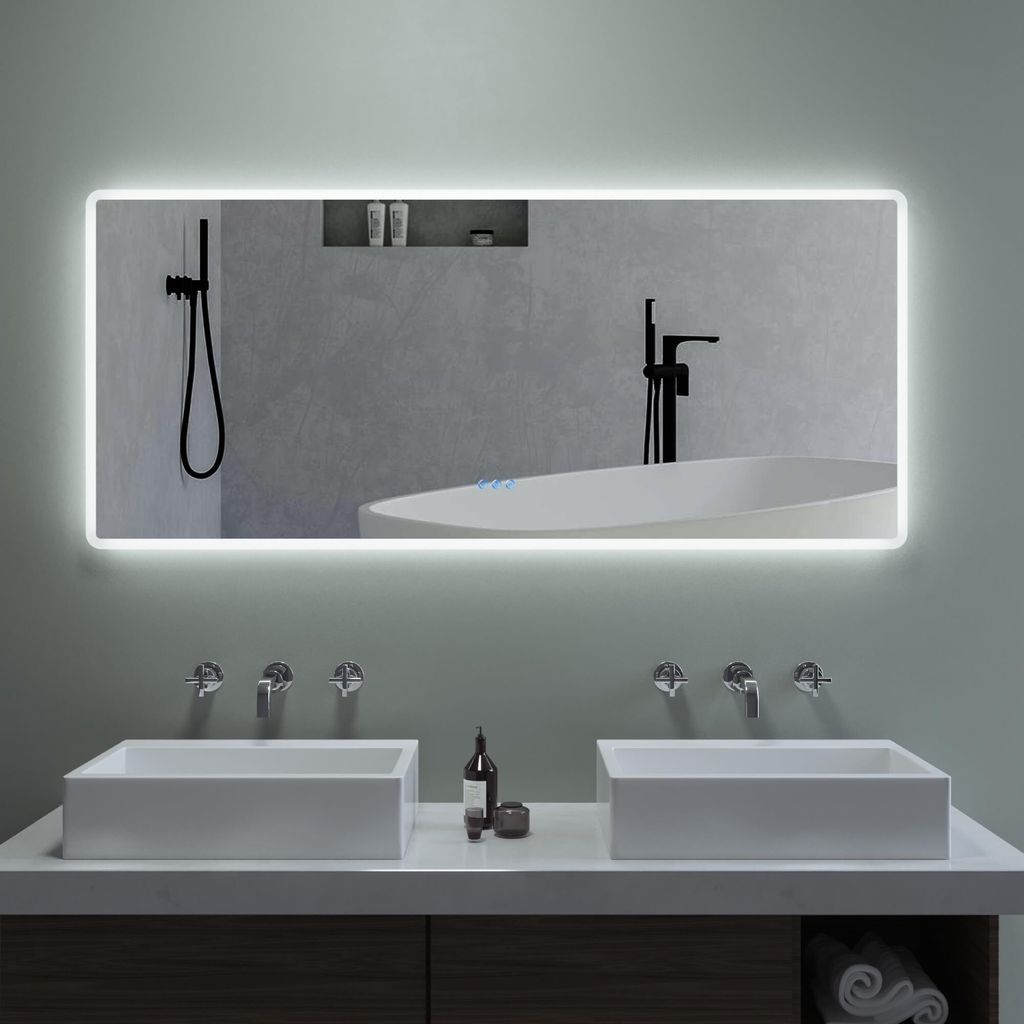 AQUABATOS Badspiegel mit LED indirekte Beleuchtung Produktbild 