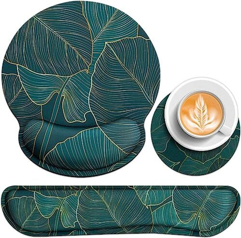 3-in-1-Maus-Matten-Set, Gelkissen + Handgelenk REST Keyboard Cup Pad, Ergonomischer Speicherschaum, Pad-Schmerz Relief, Nicht-Schlupf-Gaming-Home, ...