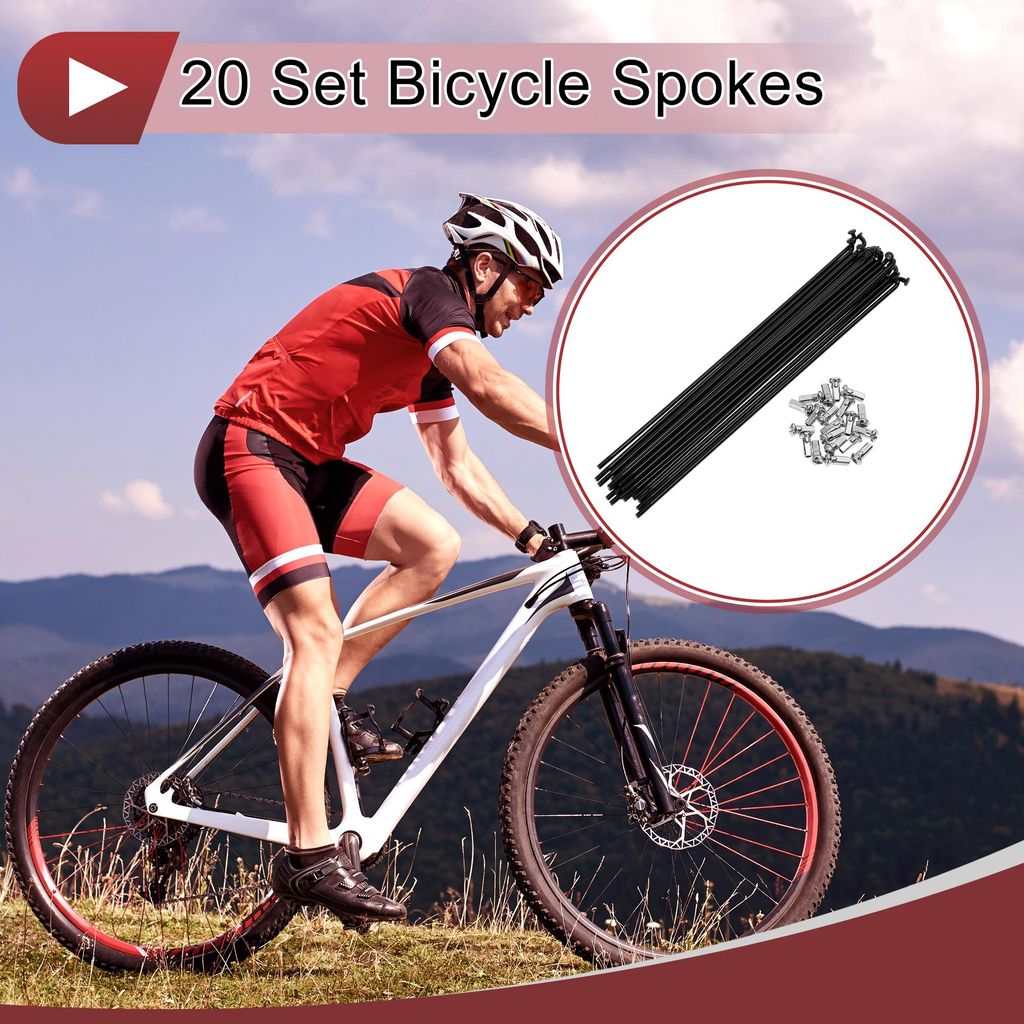 20 Satz 12G Fahrradspeichen 197mm Fahrradspeichen Kohlenstoffstahl Schwarz