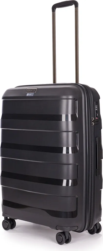 Valise Stratic Straw + EXP TSA Trolley Noir 66cm Semi-Rigide Extensible