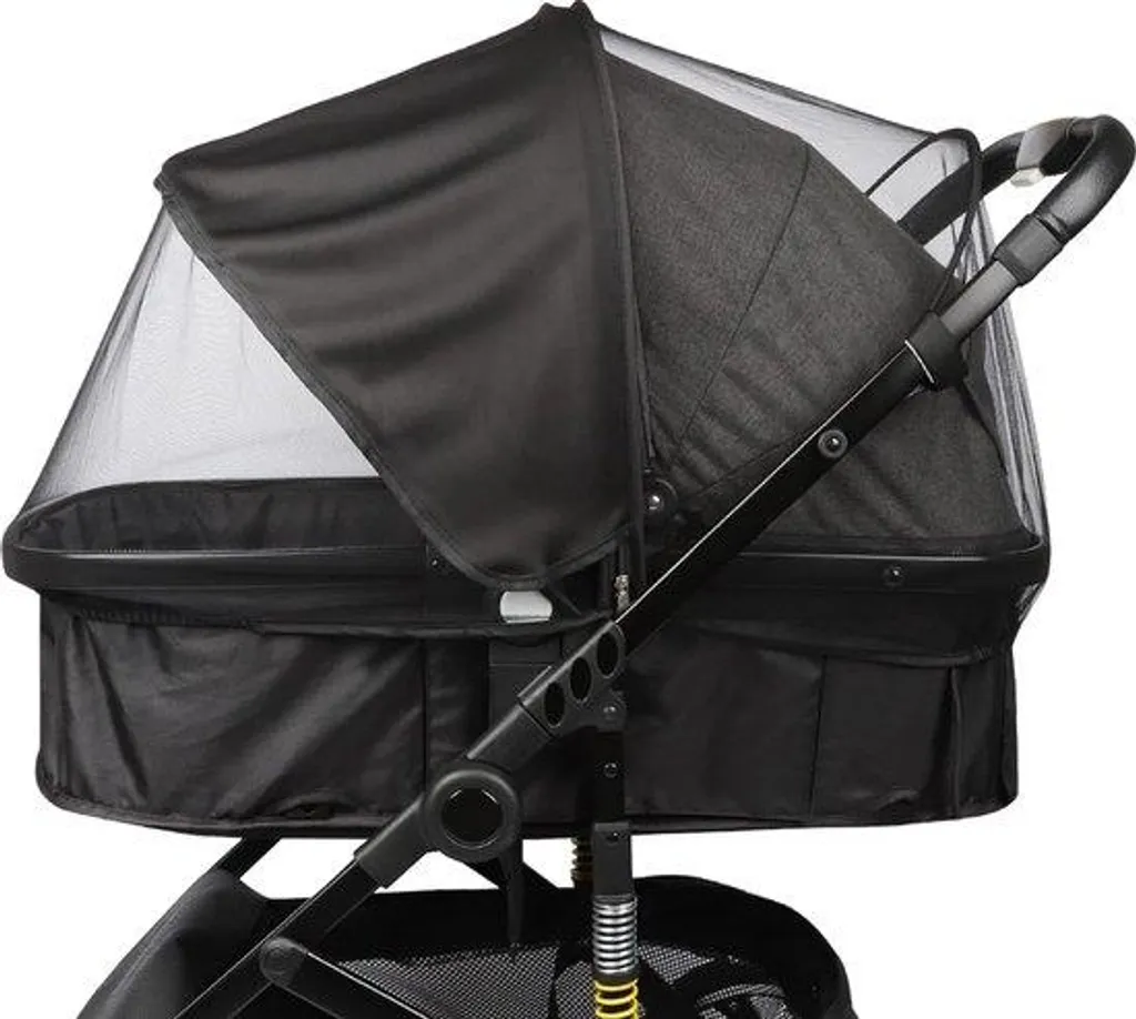 Filet moustiquaire poussette avec écran solaire intégré noir réglable
