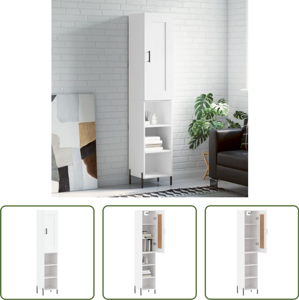 The Living Store Highboard Weiß 34,5x34x180 cm Holzwerkstoff