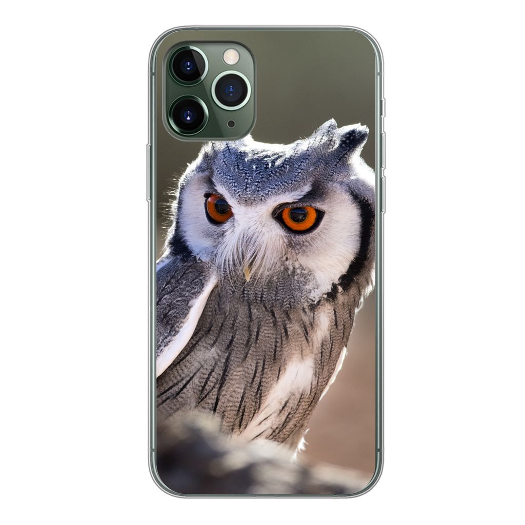 MuchoWow Handyhülle Schutzhülle Hülle für iPhone 11 Pro Eule - Makro - Tier Silikon Softcase Handy Hülle - Handy