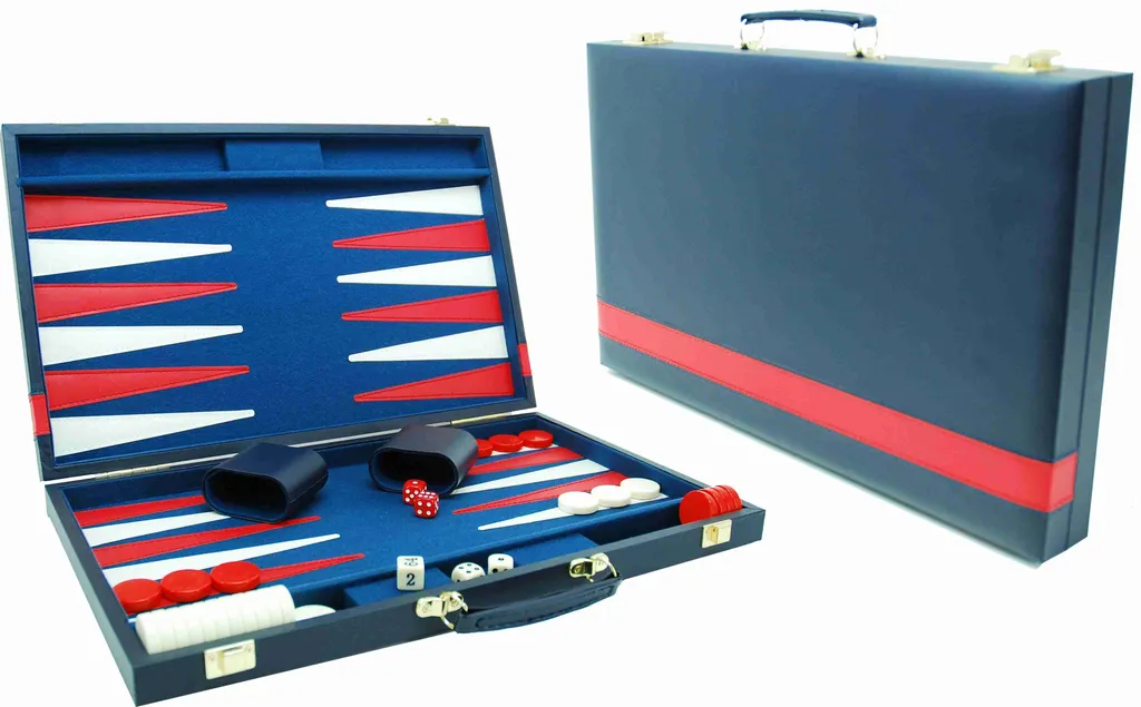 Jeu de Backgammon Adulte et Enfant pour Soirée en Famille Coffret Bleu 46cm
