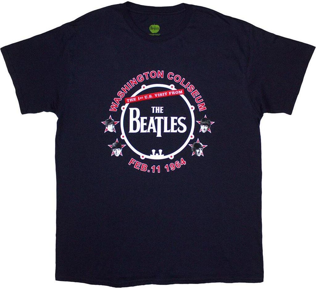 The Beatles - "Washington ́64 Drum" T-Shirt für Herren/Damen Uni RO13136 (XL) (Marineblau)