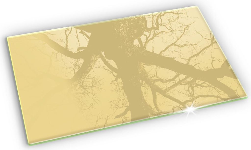 Glas Grabkerzen Untersetzer Motiv Gummifüße - 52x30 cm - Gelb