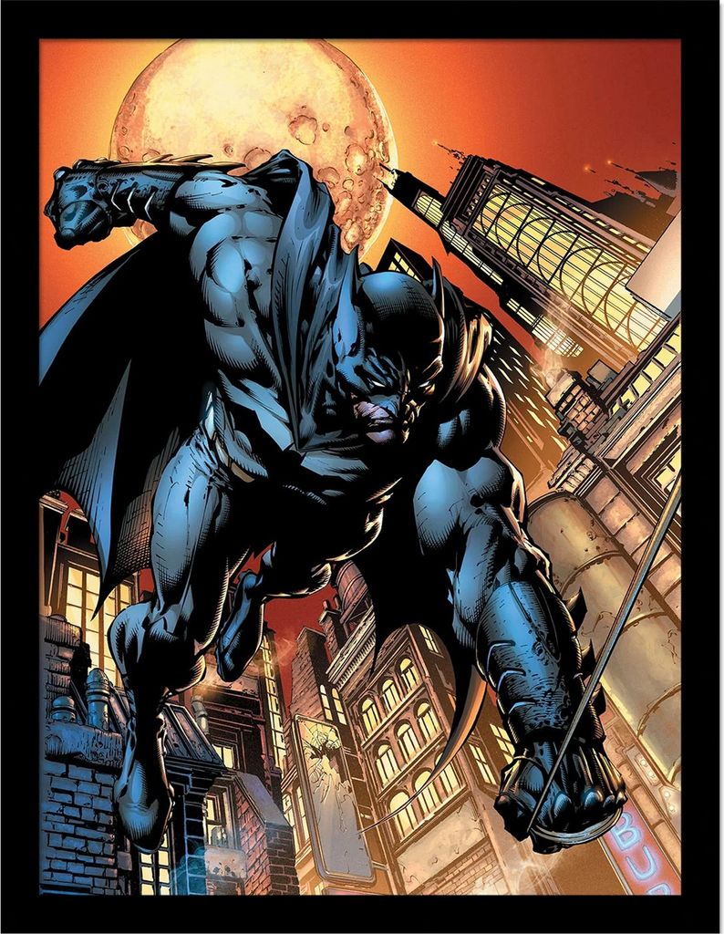 Batman - bedruckt "Swinging", Comic-Titelbild PM8193 (40 cm x 30 cm) (Orange/Schwarz)