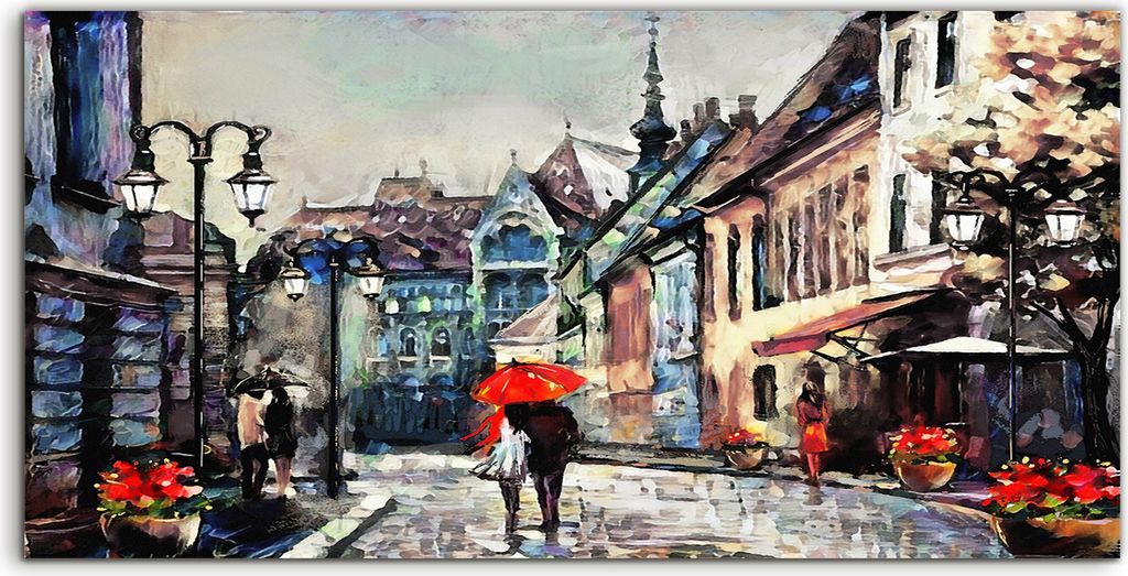 Coloray Glasbild 140x70 Wandbild Glasbilder Kunst Malerei europäische Stadt Ungarn