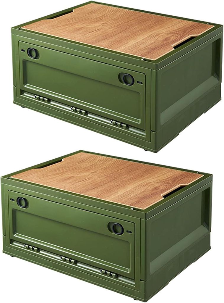 2er-Set Campingboxen 38 l Campingzubehör Faltbare Kunststoff-Aufbewahrungsbox mit Deckel und 4 Rollen Campingschrank Kofferraum-Organisation für ...