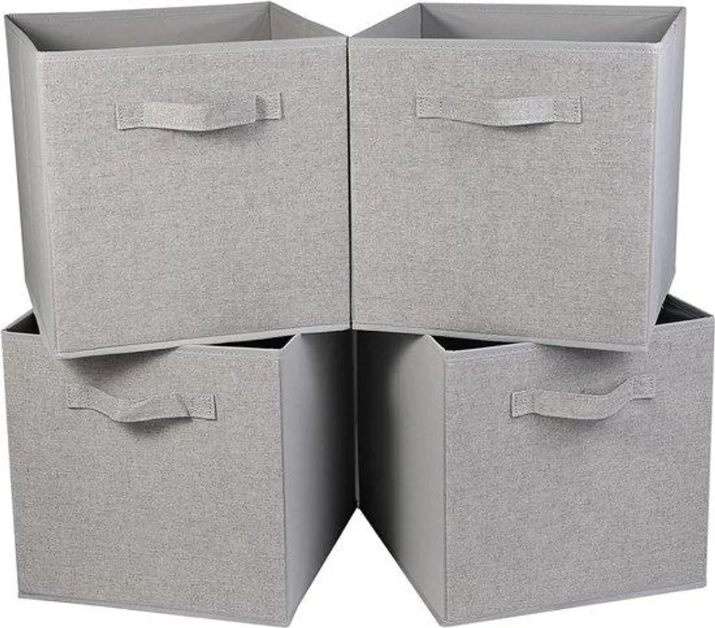 Boîtes de rangement rembourrées grises lot de 4 - cubes 30x30x30 cm