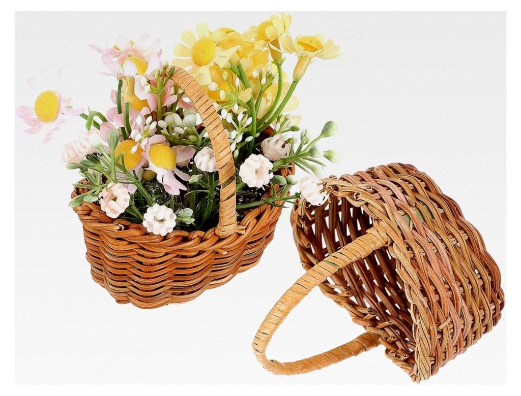 Aufbewahrungskorb mit Griff: Geflochtene Aufbewahrungsbox für Hochzeitsdekoration, Gastgeschenke und Haushalt, 2,75 x 2,75 x 2,08 Zoll