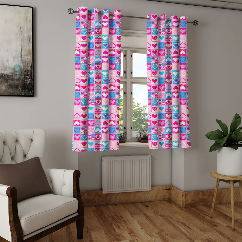 Tende Camera Bambina ABAKUHAUS Lavabili: Cuori Rosa e Blu 280x245 - 7