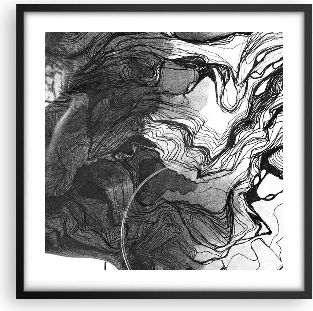 Gerahmtes Poster - Schwarzer Rahmen - Frau Linie Kunst. - 50x50 cm - Wand Bild - Wanddeko - Wandbilder - Kunstposter - Wandposter - Bilderrahmen - ...
