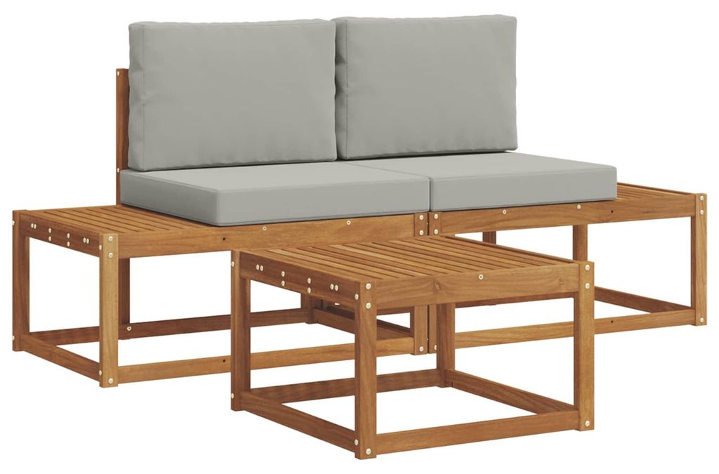 vidaXL Outdoor-Sofagarnitur mit Kissen 3 pcs Natur