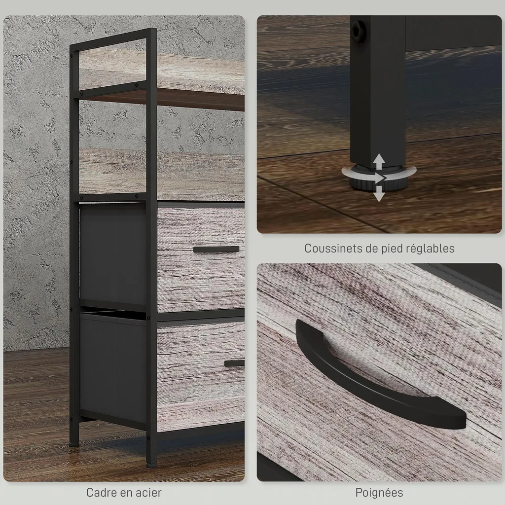 Meuble d'entrée style industriel commode 5 tiroirs pour optimiser l'espace - 9