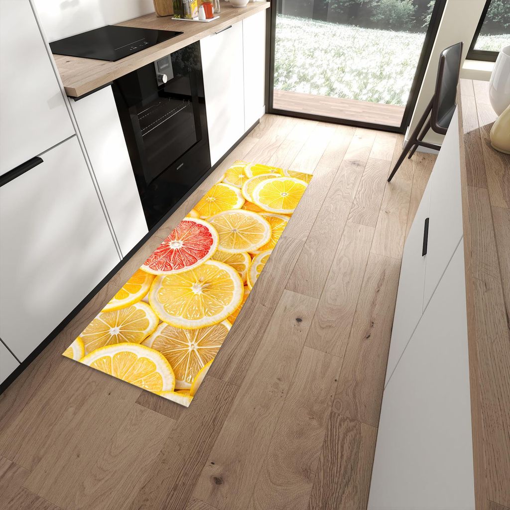 Küchenteppich 60x180cm rutschfest & abwischbar PVC Läufer - Zitrusfrüchte