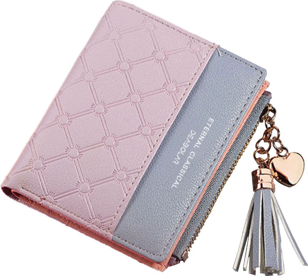 MODFU Geldbörse Leder Damen Geldbörse Portemonnaie Geldbeutel Brieftasche Geldbörse Damen Klein mit Münzfach Kleines Zipper Brieftasche Lila