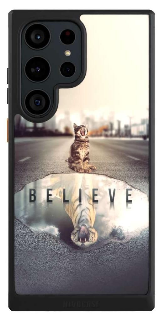 NIVOCASE Hülle für Samsung Galaxy S23 Ultra Handyhülle NIVOcore Case Schwarz Motivation Tiere Tiger