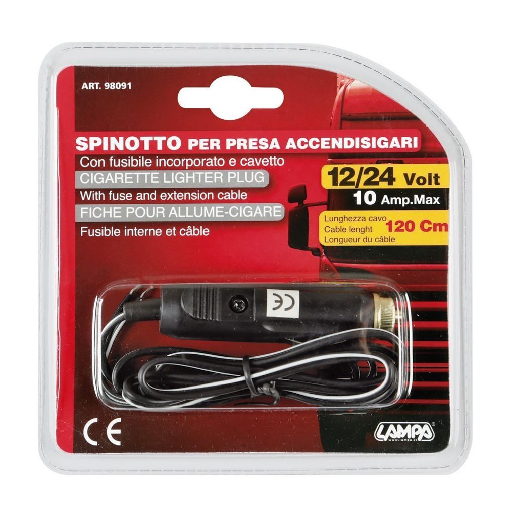 Kfz-Zigarettenanzünderstecker 12/24 V mit 120 cm Kabel Produktbild 
