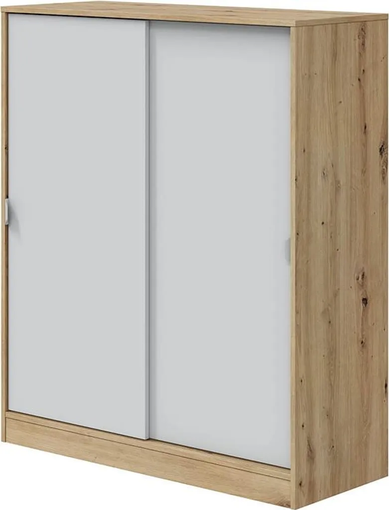 Meuble à chaussures GARONA chêne et blanc 100x119x40 cm avec 6 casiers