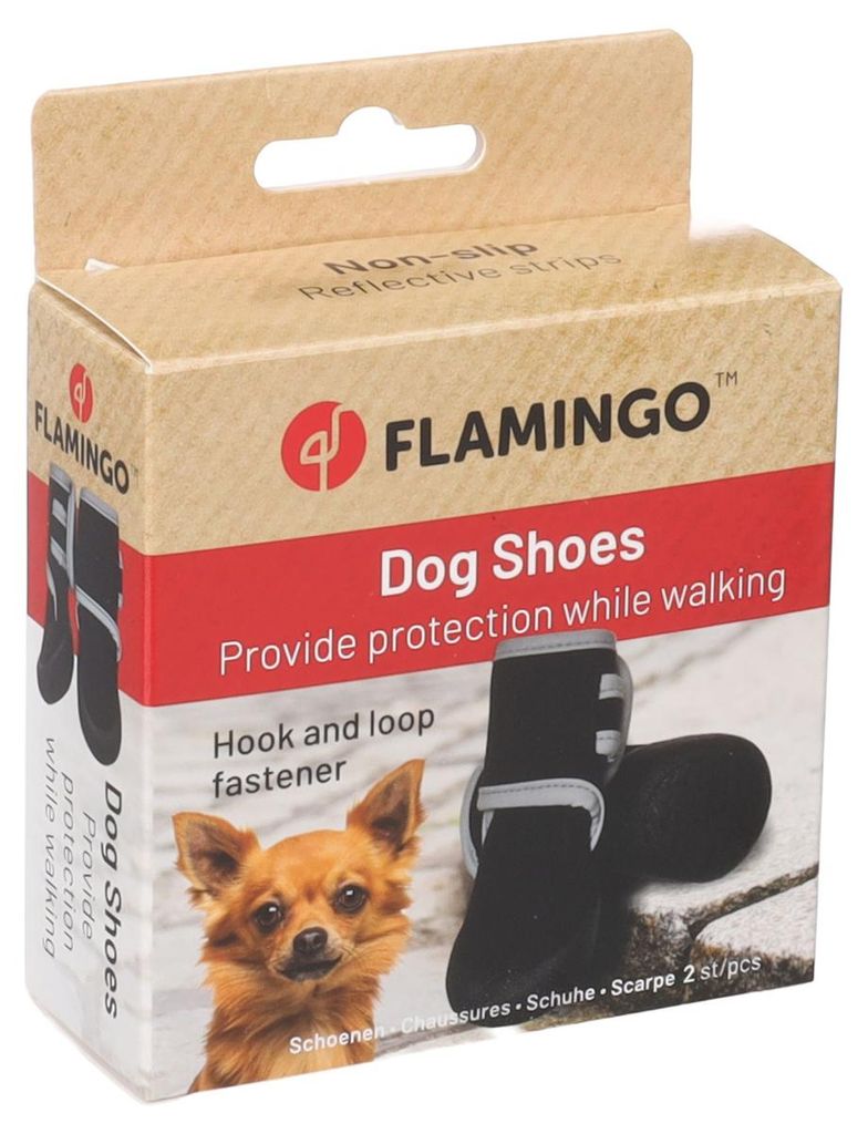 Flamingo Hundeschuhe Laky schwarz - 2 Stück, Größe: XS