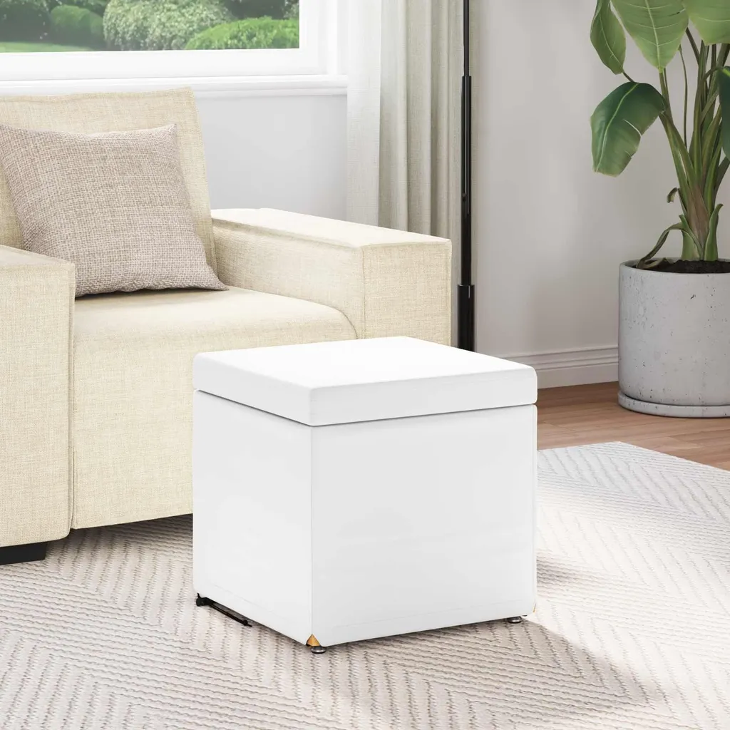SYFAX™ Pouf Bianco e Legno Ingegnerizzato - 3