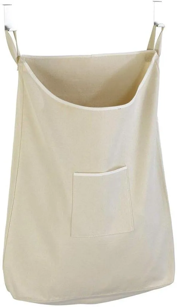 Sac à linge sale compact beige pour petit studio ou salle de bain moderne