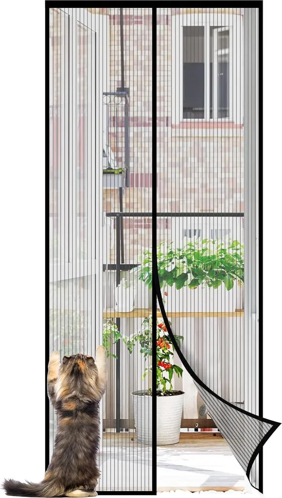 Rideau moustiquaire aimanté pour porte et balcon avec cadre adhésif