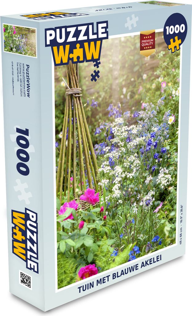 MuchoWow Puzzle 1000 Teile Garten mit blauen Akeleien - Spielzeug - Alt und Jung - Spiele - Puzzeln