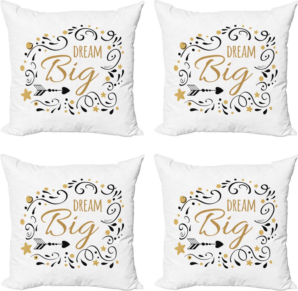 ABAKUHAUS Traum Kissenbezug Set (4 Stück), Strudel mit Pfeilen und Punkten, Moderner Doppelseitiger Digitaldruck, 45 cm x 45 cm, Pale Braun Schwarz