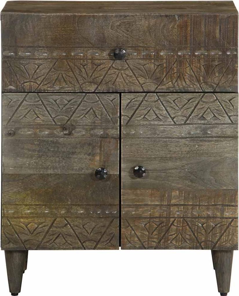vidaXL Nachttisch Hellgrau 50x33x60 cm Massivholz Mango