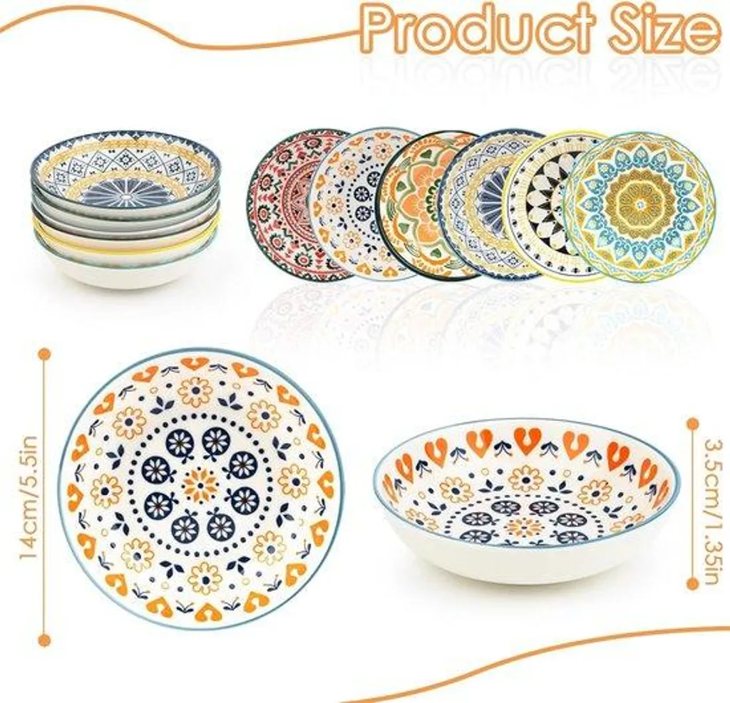 Service de table pour chat en céramique avec 6 assiettes plates colorées