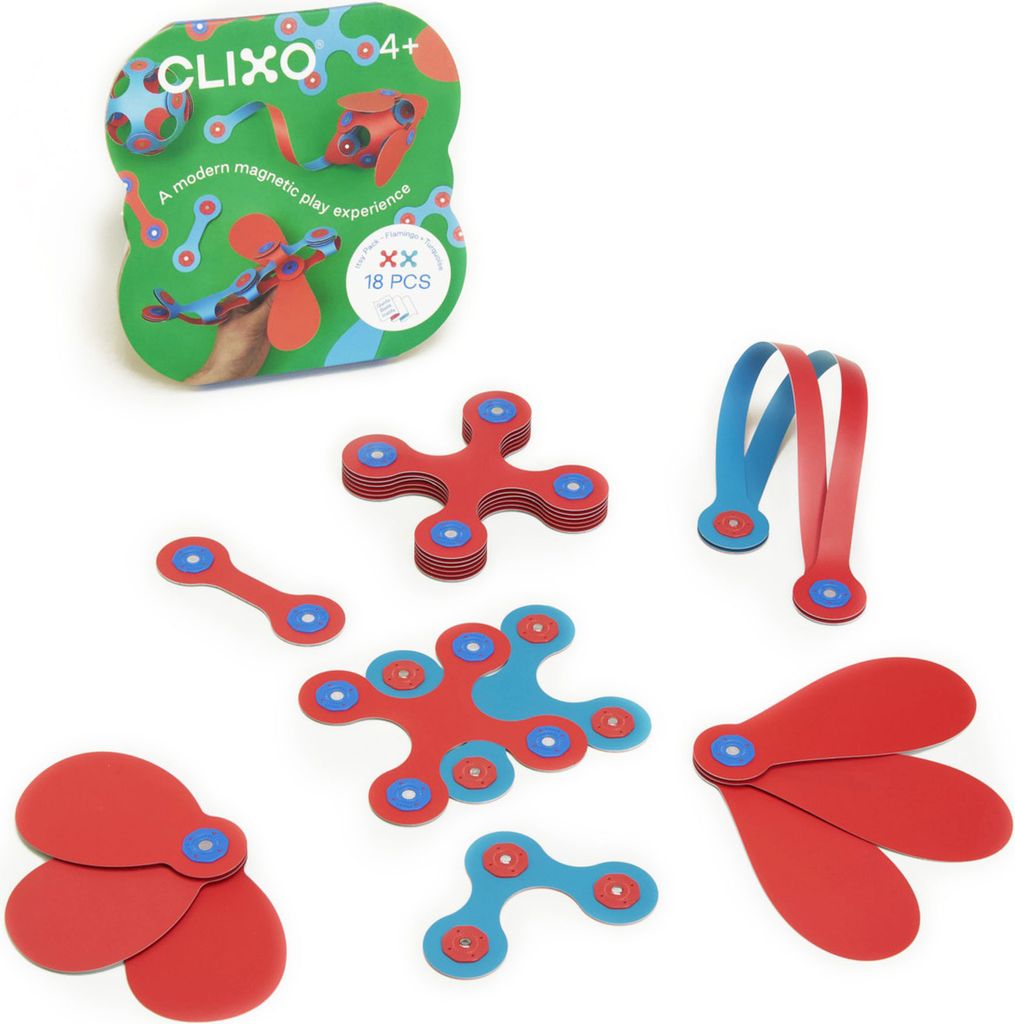 Clixo Itsy Flamingo & Türkis 18 tlg. Magnetspielzeug für Kinder ab 4 Jahren