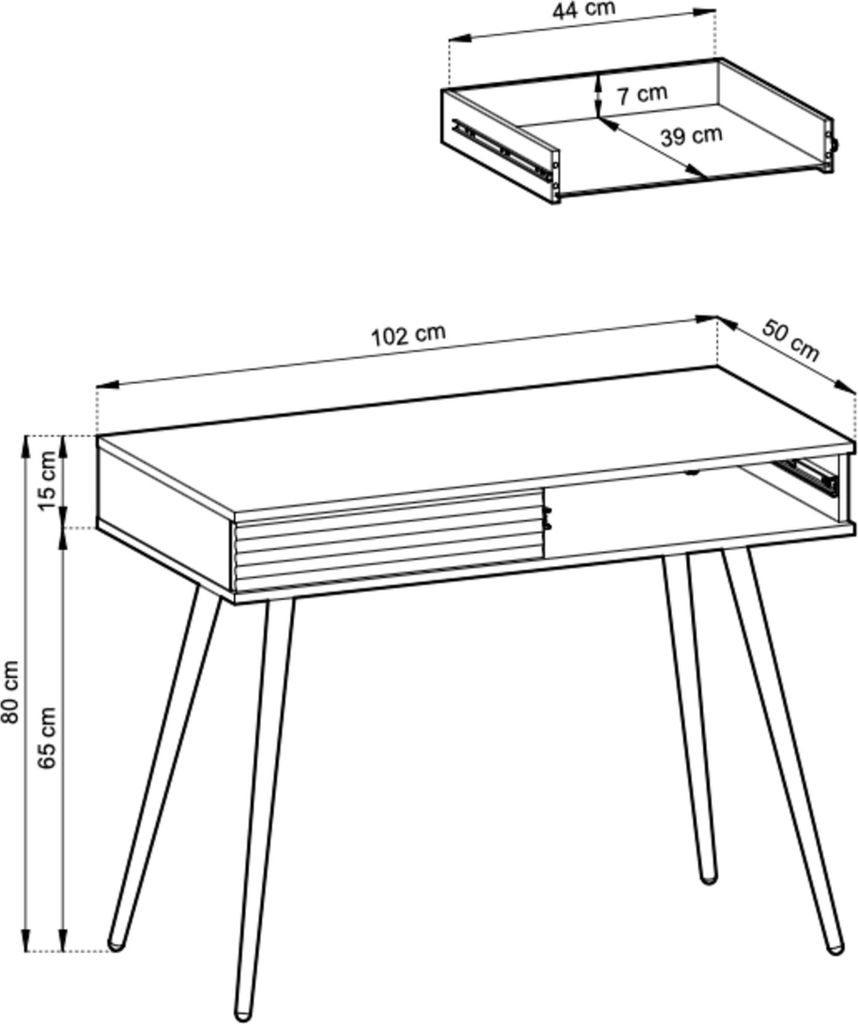 Glamouröser schwarzer Schminktisch mit schwarzen Beinen, 102 x 80 x 50