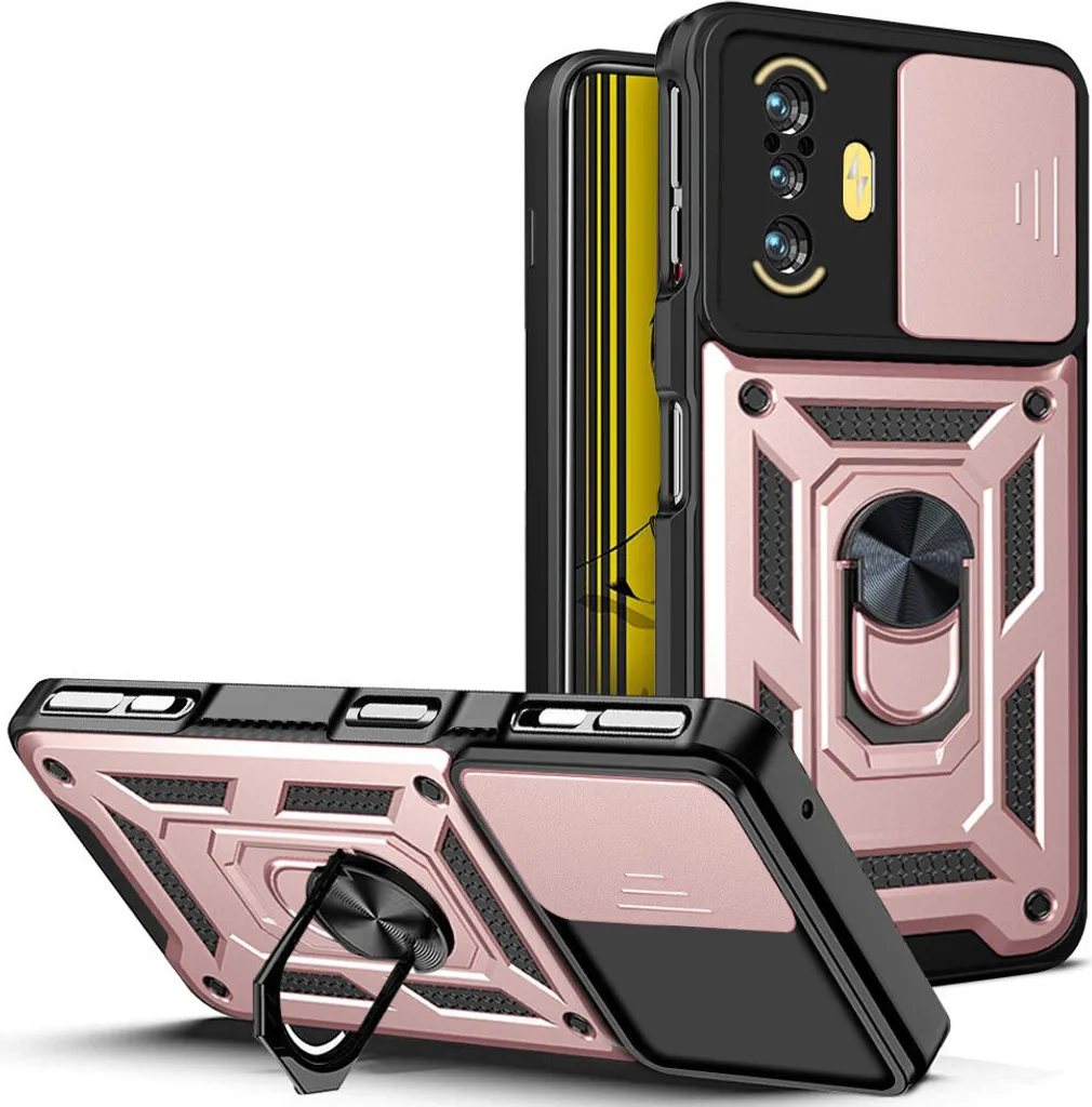 Custodia Redmi K40 Gaming Rosa con Anello e Protezione Fotocamera