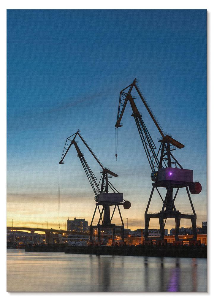 POSTER - 21x29 cm (A4) - Kateko - Kräne vor der Kulisse eines dynamischen Sonnenuntergangs - Wandbild für Wohnzimmer Schlafzimmer & Flur, Moderne...