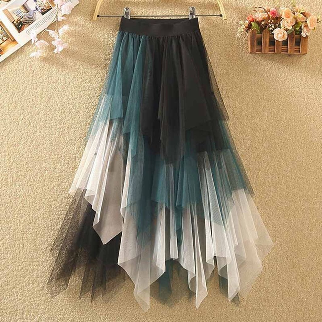 ASKSA Damen Midi Tuellrock Lang Tuell Petticoat Unterrock High Waist A-Linie Knielang Faschingskostueme Rock fuer Halloween Fasching Karneval Party...