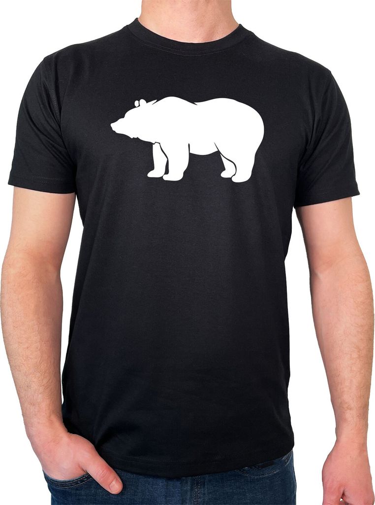 Huuraa Herren T-Shirt Bär Silhouette M Black Bio Baumwolle Fairtrade Herrenshirt Geschenkidee