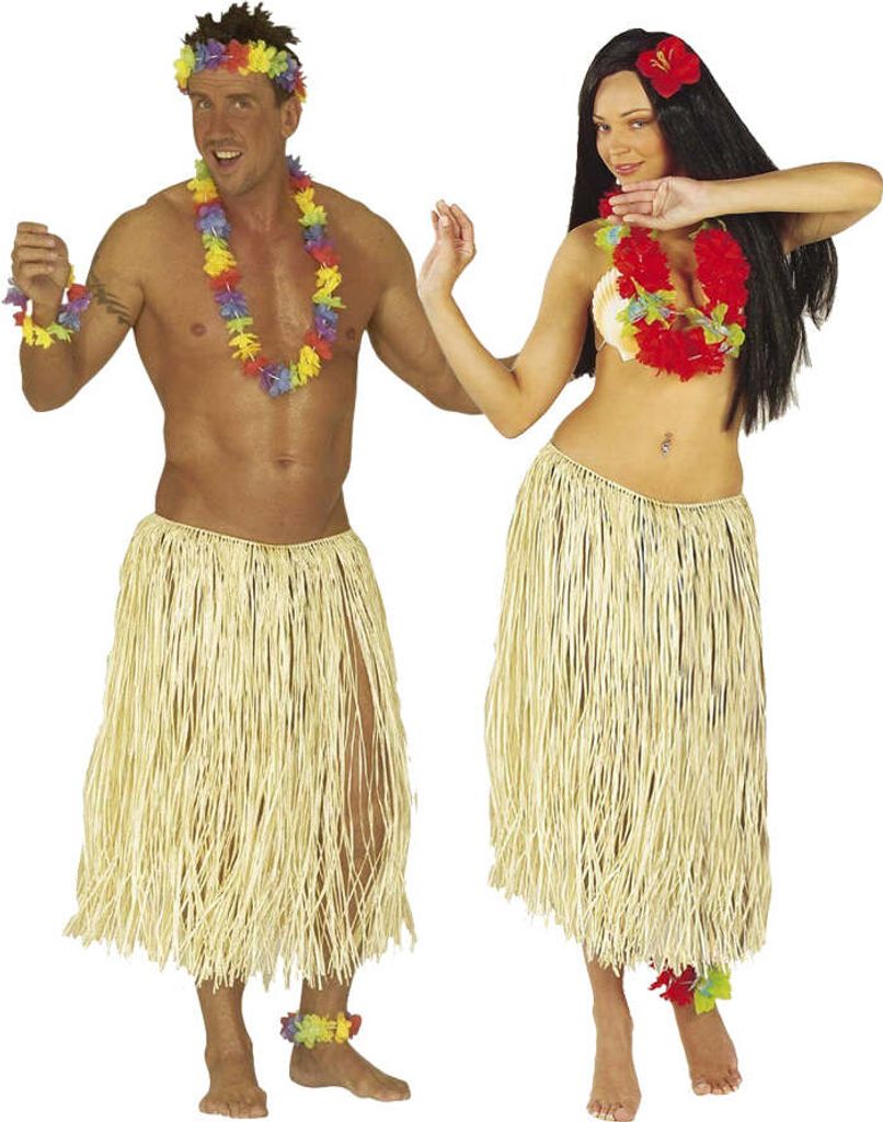 Hawaii Bastrock für Herren Kostüm-Zubehör 78 cm beige - Produktbild 