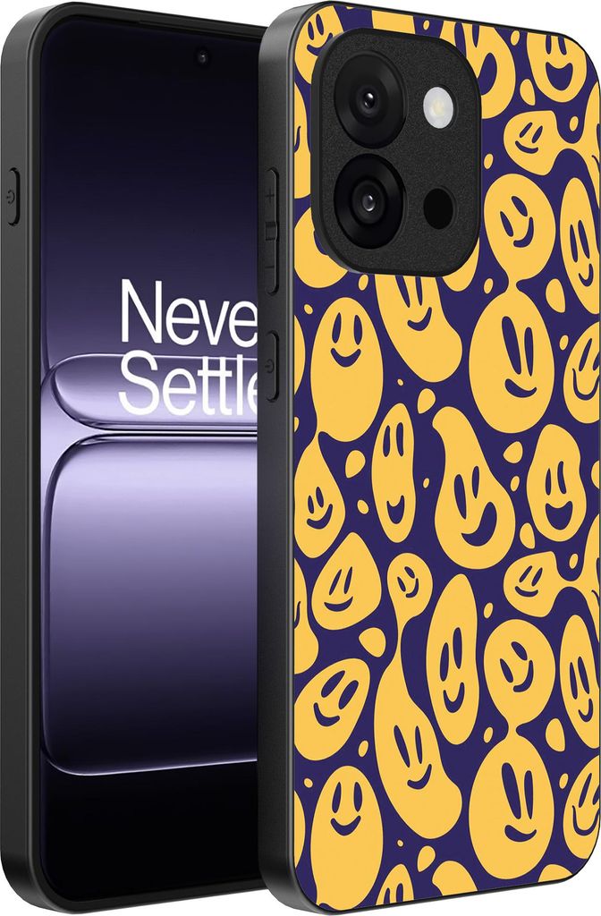 Smartphonica Telefon Fall geeignet für OnePlus 13T mit Smiley Druck - TPU zurück Abdeckung Fall Emoji Design - lila gelb