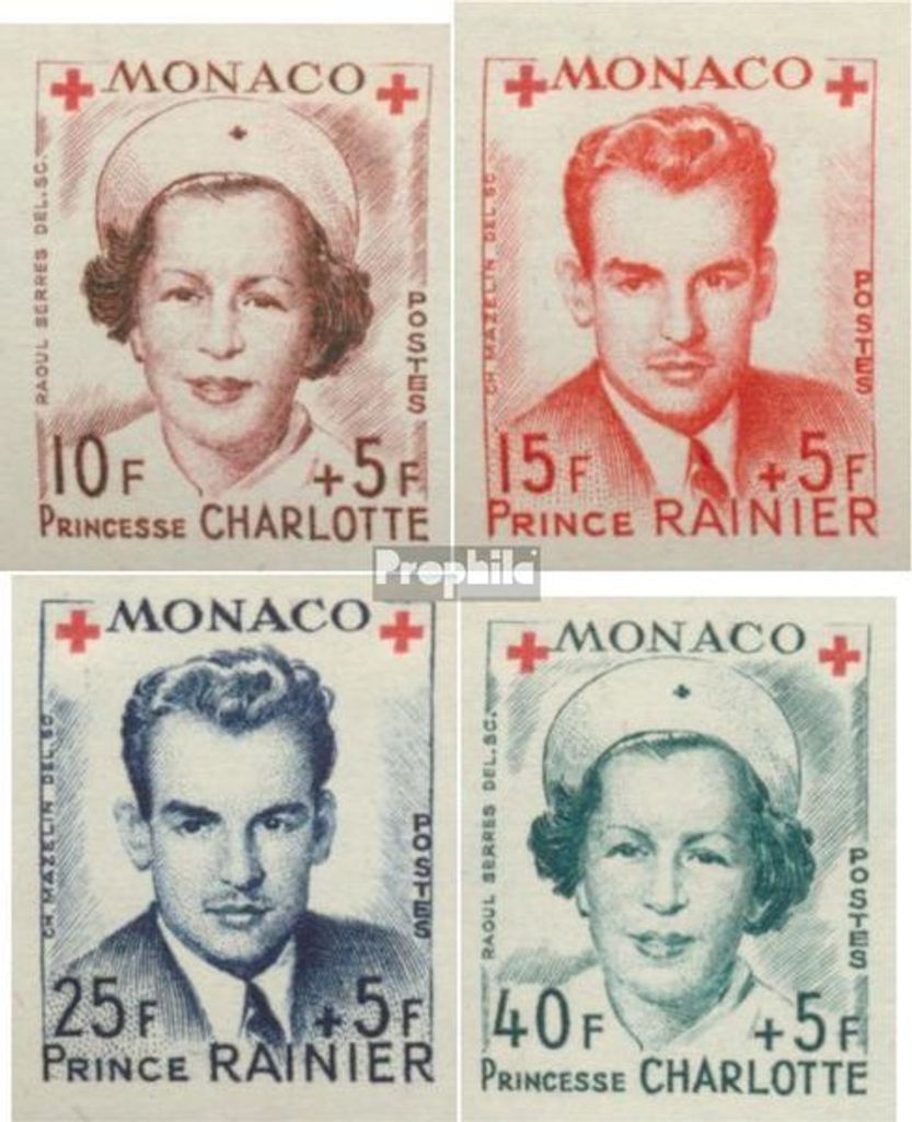 Briefmarken Monaco 1949 Mi 397B-400B (kompl.Ausg.) Produktbild 