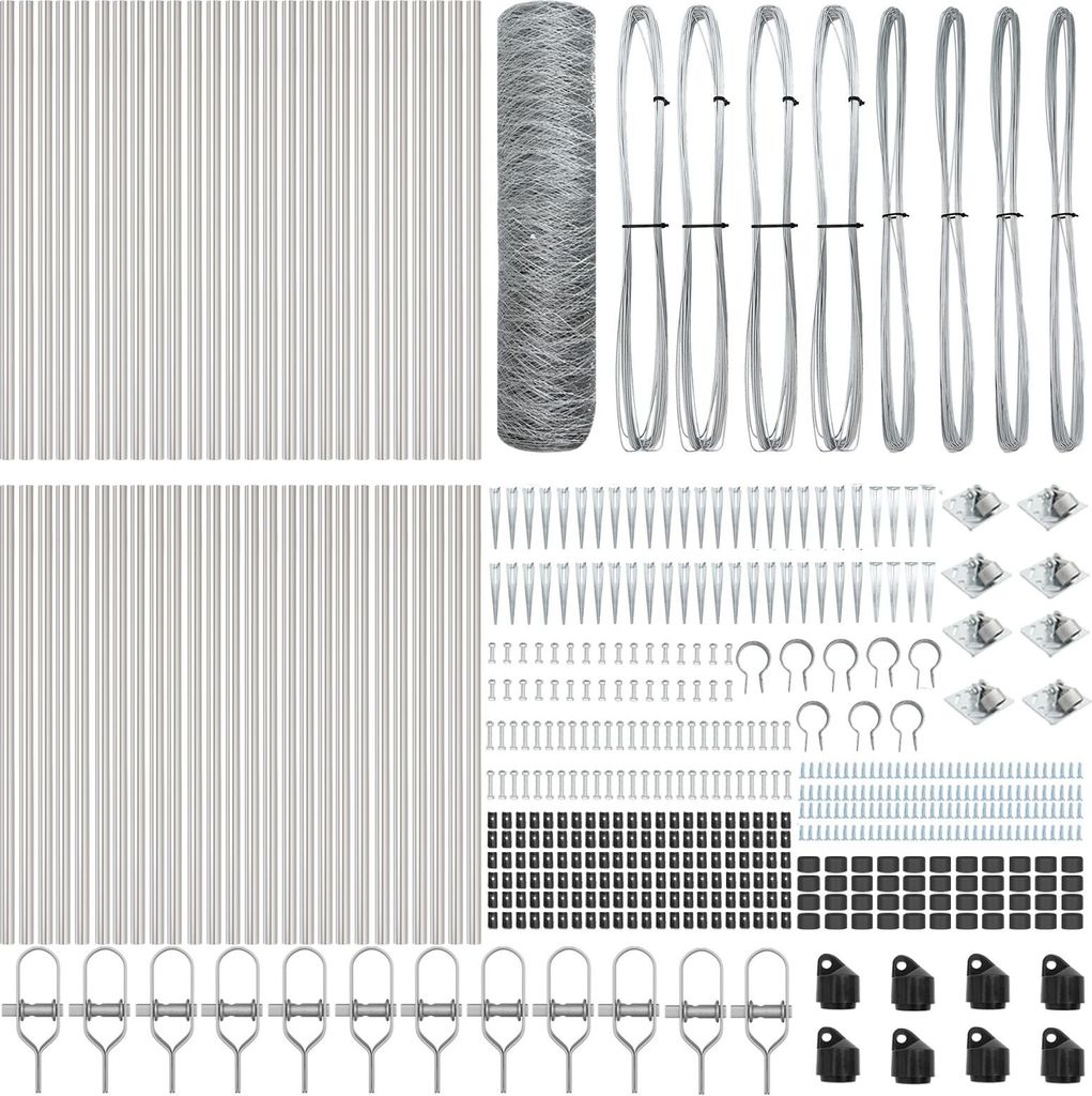 Möbel Sechseckzaun 0,8x100 m Feuerverzinkter Stahl, Zaunpfosten mit Spike 13 Stück Ø32 mm 100 cm Feuerverzinkter Stahl - Zaunzubehör 3353446