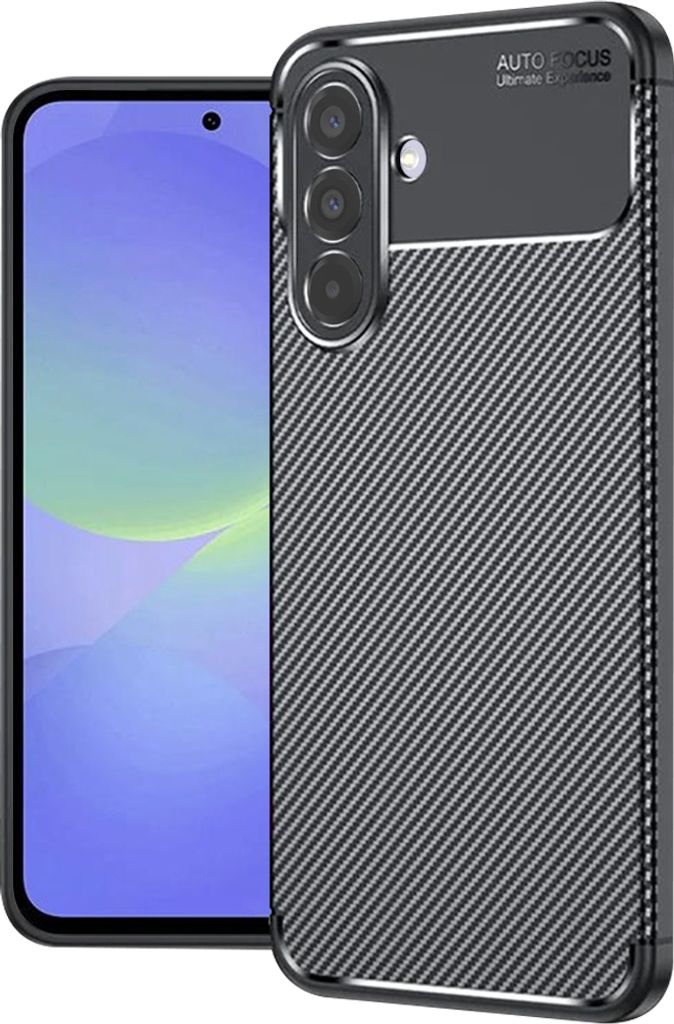 Techsuit Carbon Fiber Silikon Back Cover Hülle für Samsung Galaxy A36 - Schwarz