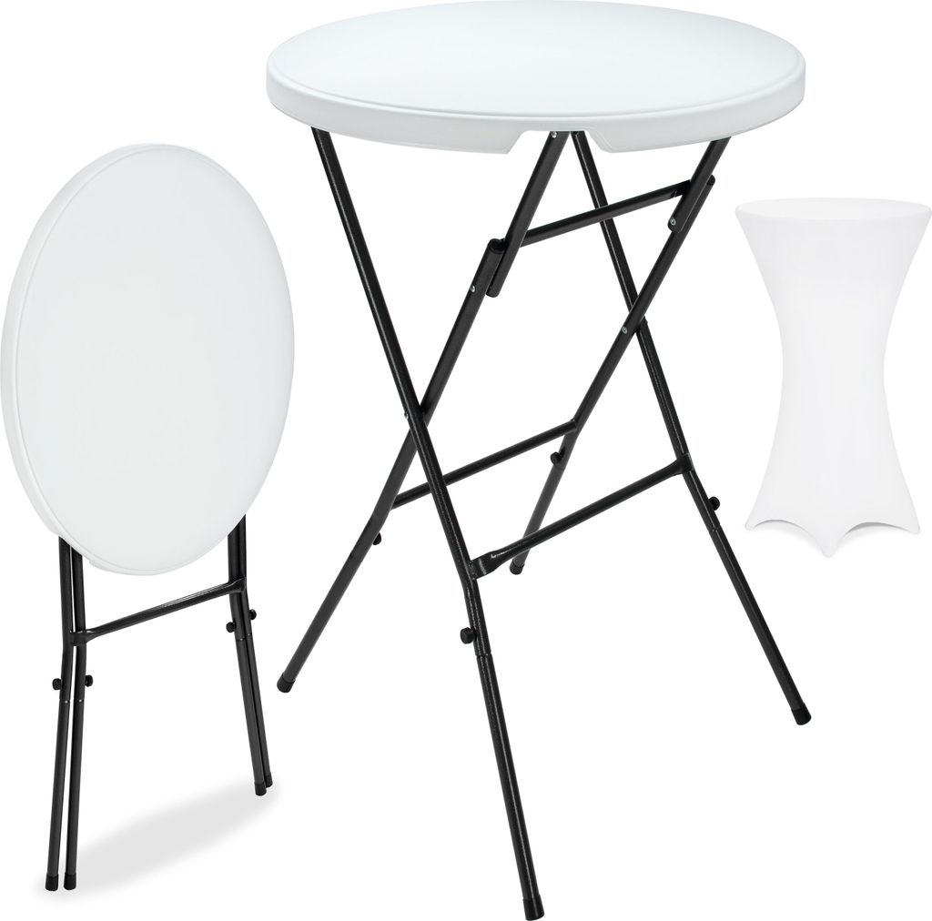 CASARIA® Table haute pliable avec housse blanche Image du produit 