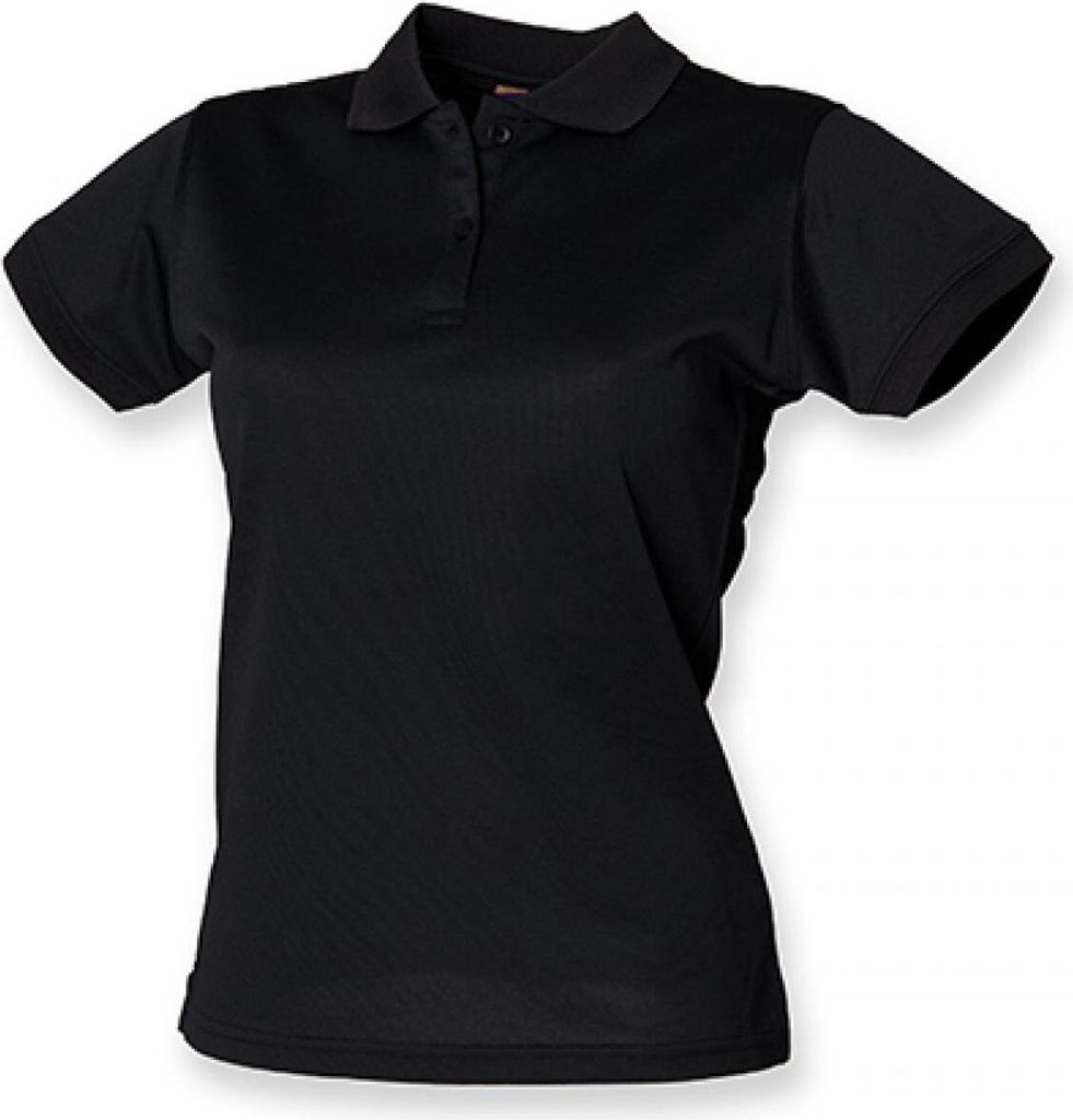 Henbury H476 | Damen Coolplus Wicking Polo Shirt / Mikro-Piqué - Farbe: Black - Größe: M
