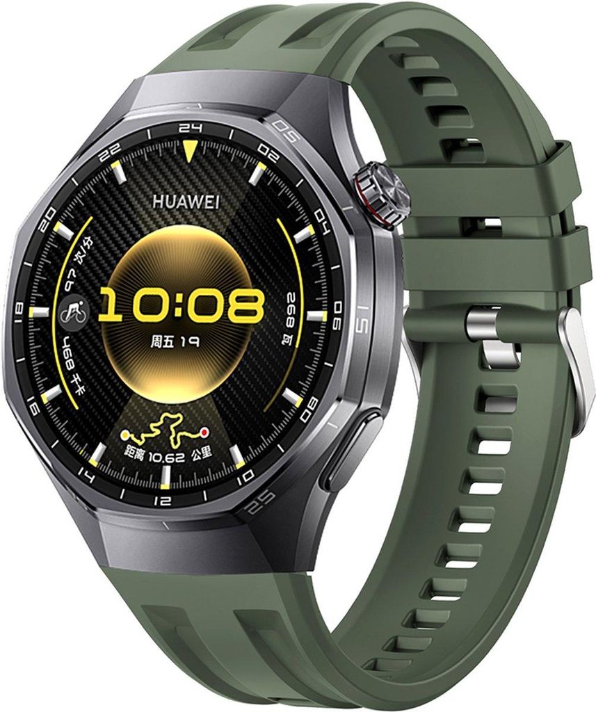 FFO2World nahtloses Silikonarmband für Huawei Watch GT 6 Pro, speziell entwickelt, geometrisches Design, komfortabel, Grün